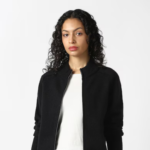 Women Black Solid Casual Jacket