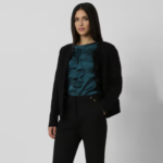 Women Black Solid Casual Jacket - Image 2