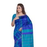 Handwoven Tangail Silk Saree with Zari – Royal Blue - Image 2