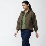 Women Olive Solid Casual Jacket - Image 2