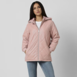 Women Pink Textured Casual Jacket - Image 2