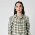Women Green Print Casual Jacket
