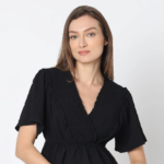 Black V-Neck Peplum Top