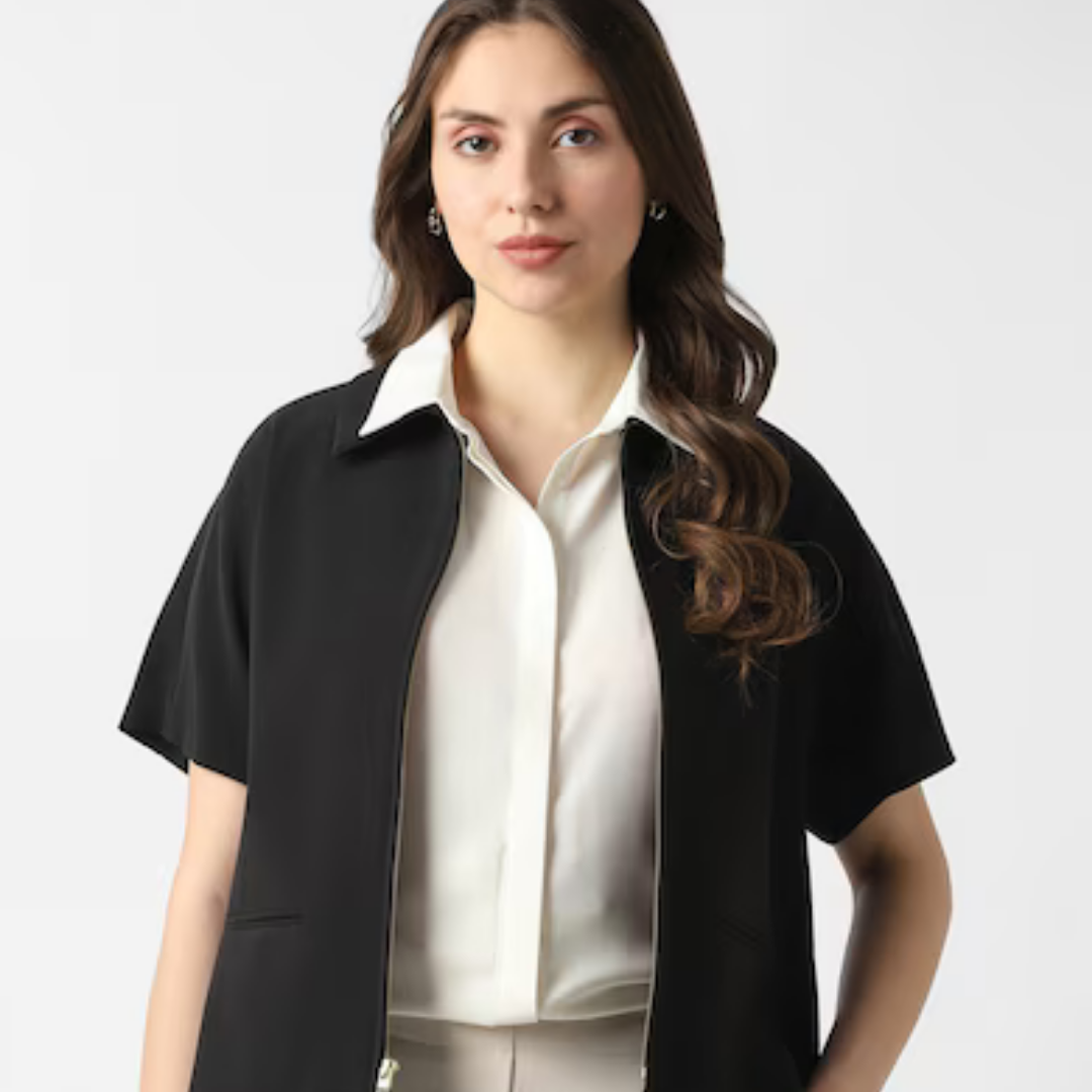 9-6.png Women Black Solid Formal Jacket - Image 1