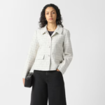 Women White Check Casual Jacket - Image 2