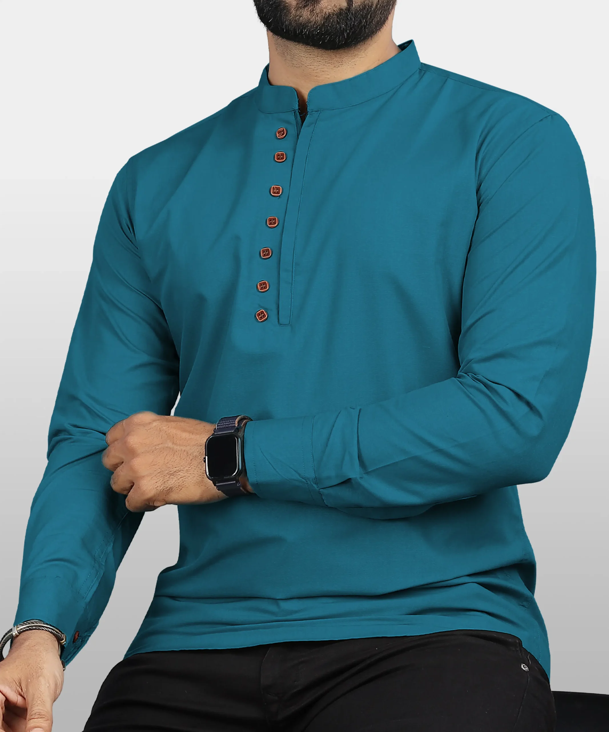 Ethnic-Trendz-Blue-Cotton-Blend-SDL339846256-1-5ab19-scaled-1.webp Ethnic Trendz Blue Cotton Blend Men's Shirt Style Kurta ( Pack of 1 ) - Image 1