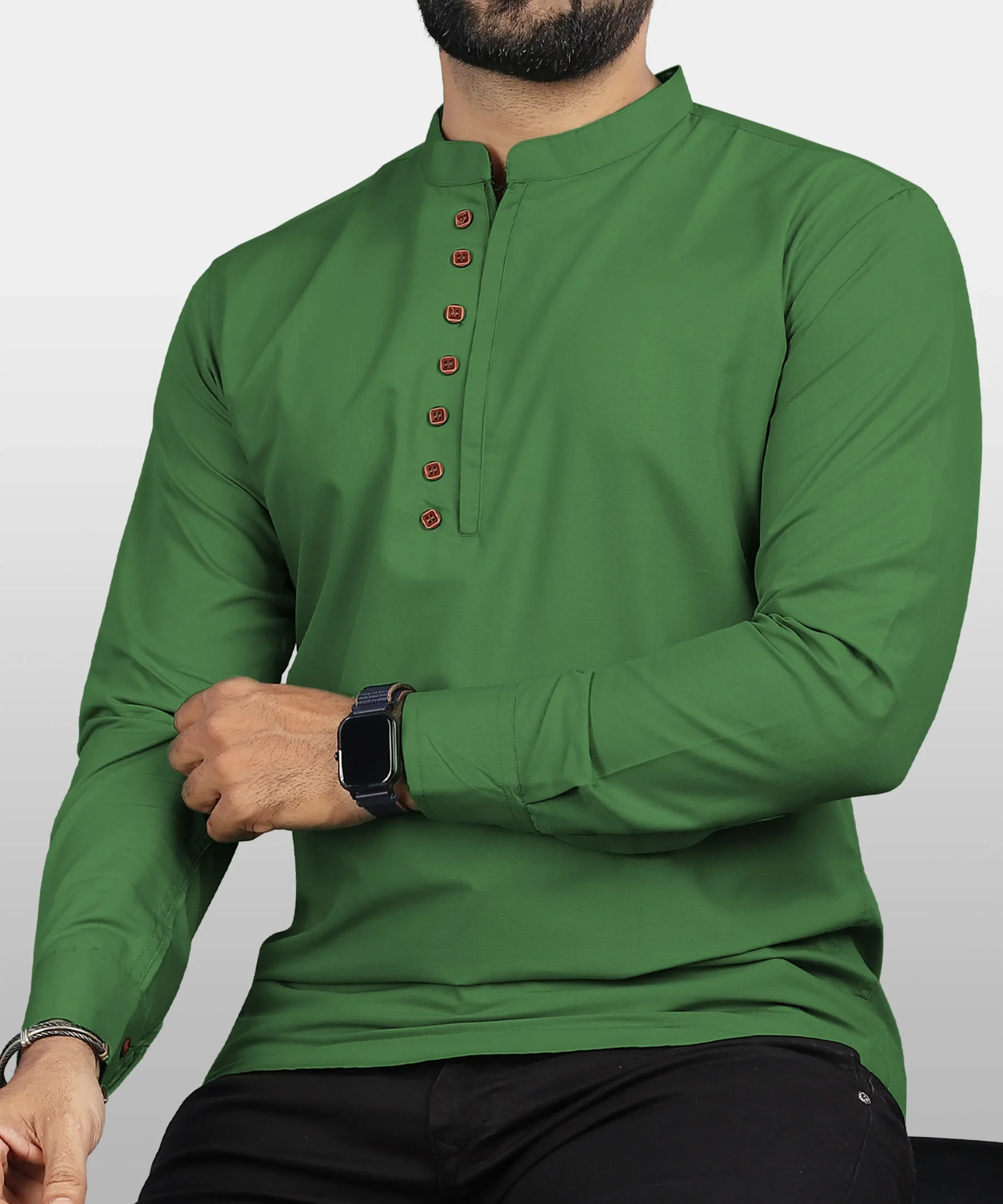Ethnic-Trendz-Green-Cotton-Blend-SDL747466064-1-fd8b0-scaled-1.webp Ethnic Trendz Green Cotton Blend Men's Shirt Style Kurta ( Pack of 1 ) - Image 1