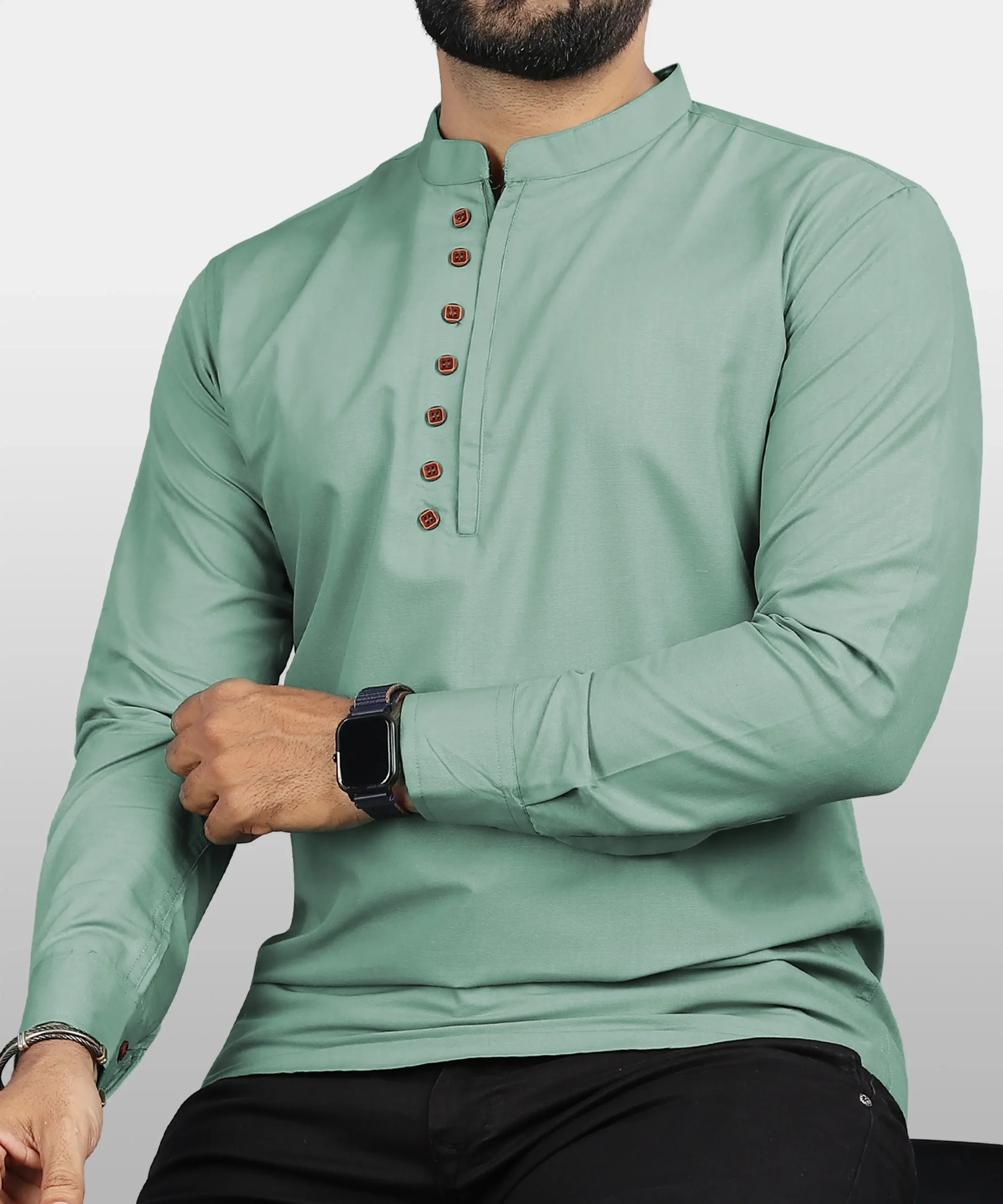 Ethnic-Trendz-Light-Green-Cotton-SDL276639018-1-ae143-scaled-1.webp Ethnic Trendz Light Green Cotton Blend Men's Shirt Style Kurta ( Pack of 1 ) - Image 1