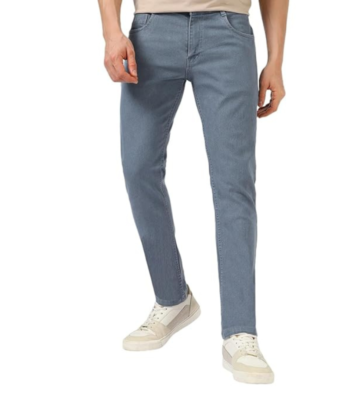 Jeans (18) Fashion Men's Slim Fit Mid Rise Washed Jeans Stretchable - Image 1