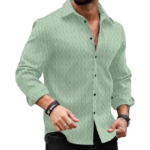 DEELMO Men's Regular Fit Button Down Dress Shirts Textured Long Sleeve Casual Hawaiian Shirt