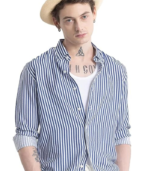 U TURN Men's Cotton Casual Printed Striped Stylish Latest Shirt for Men