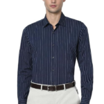 Men's Slim Fit Full Sleeve Striped Formal Shirt | Cotton Rich | Wonder Fabric | Pin Point Oxford