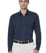 Men's Slim Fit Full Sleeve Striped Formal Shirt | Cotton Rich | Wonder Fabric | Pin Point Oxford