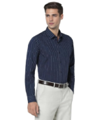 Men's Slim Fit Full Sleeve Striped Formal Shirt | Cotton Rich | Wonder Fabric | Pin Point Oxford - Image 2