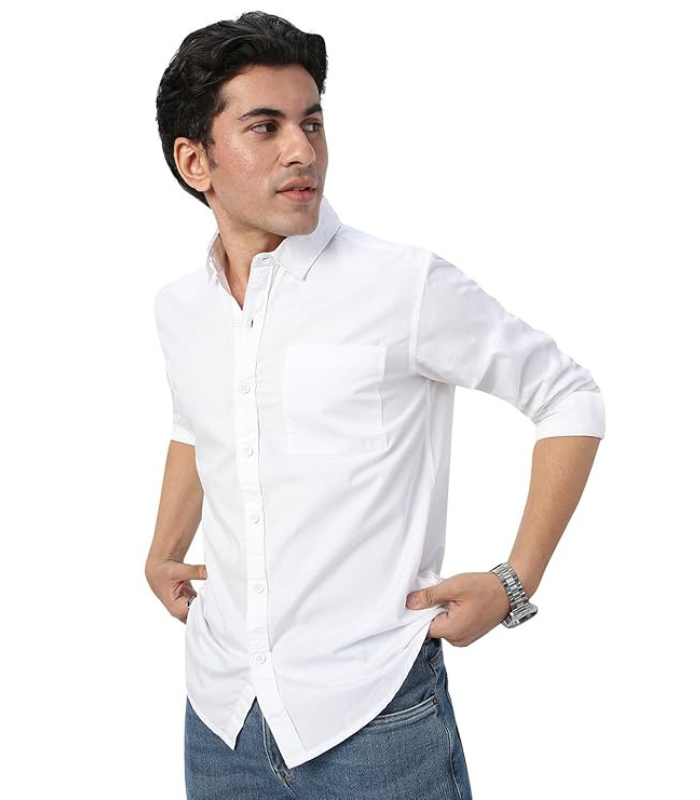 Jeans - 2026-03-22T201554.098 Fashion Men's Cotton Full Sleeve Regular Fit Casual Solid Shirt - Image 1