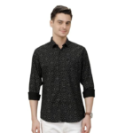 Cavallo by Linen Club Men's Blended Linen Printed Contemporary Fit Full Sleeve Casual Shirt