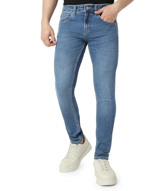 Jeans (28) Men's Skinny Fit Low-Rise Casual Jeans - Image 1