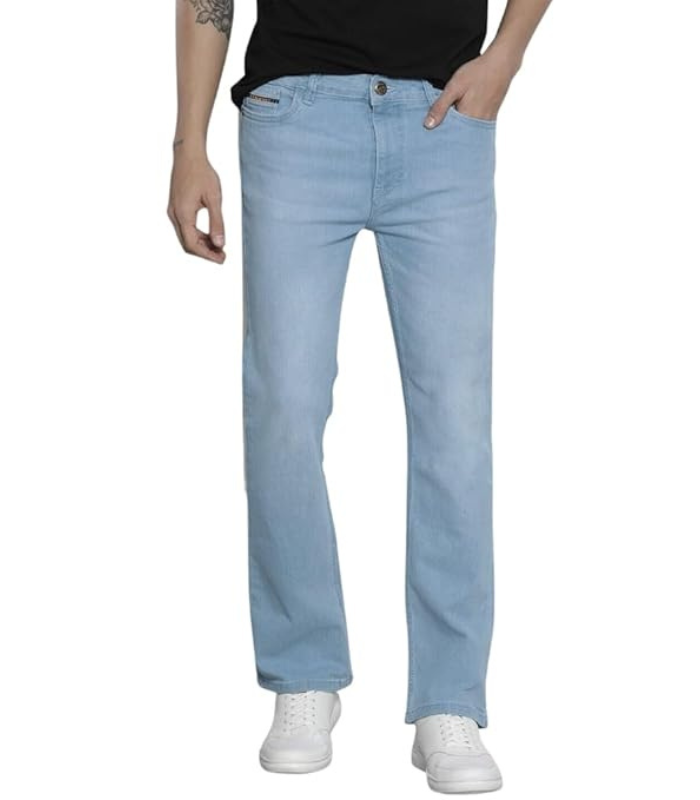 Jeans (34) The Indian Garage Co Men Bootcut Solid Mid-Rise Stretchable Jeans - Image 1