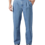 Symbol Men Men's Pleated Baggy Fit Cotton Jeans | Mid Rise | Loose & Relaxed | Oversized Jeans Pant