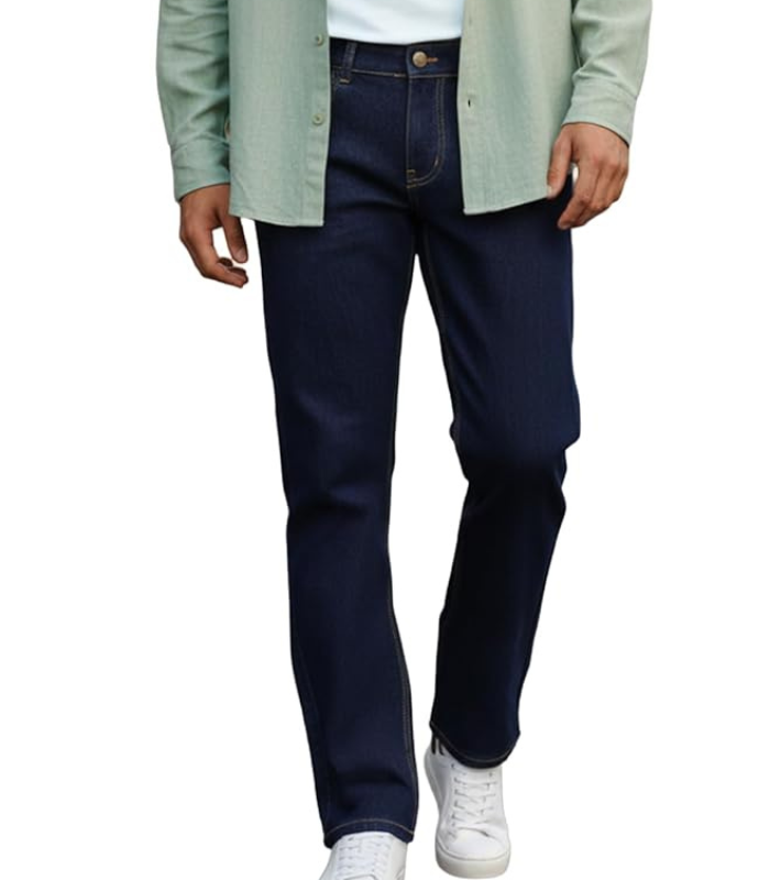 Jeans (38) Fashion Men's Stretch Fit Mid Rise Washed Bootcut Jeans Stretchable - Image 1