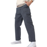 Fashion Men's Loose Mid Rise Baggy Fit Cargo Jeans with 6 Pockets Non-Stretchable