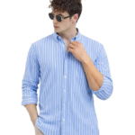 U TURN Men's Casual Printed Striped Stylish Latest Formal Shirt for Men