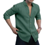 Linen Cotton Shirt | Casual | Plain | Full Sleeve | Summer-Regular Fit|