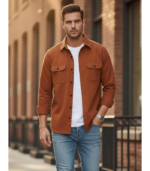 DEELMO Men’s Stylish Cotton Blend Casual Shirt || Full Sleeve Button-Down Shirt with Dual Flap Pockets || Comfortable Breathable Fabric || Perfect for Casual Office and Outing Wear