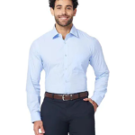 Men's Slim Fit Pure Cotton Structure Pattern Semi Cutaway Collar Full Sleeve Formal Shirt