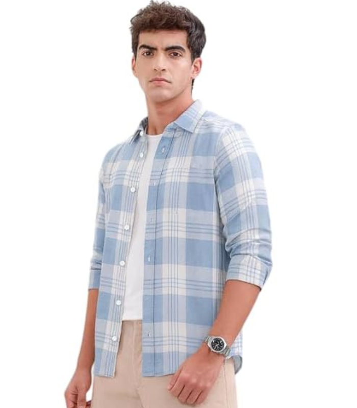 Jeans (82) S-LINE Men Full Sleeve Check Cotton Shirt/Shirt for Men - Image 1