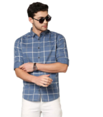 Dennis Lingo Men's Checkered Slim Fit Cotton Casual Shirt