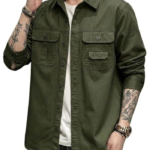 Men’s Casual Shirt Jacket for Men | Lightweight 100% Cotton Overshirt | Full Sleeve Utility Shacket with Pockets | Stylish for Everyday Wear | Full Sleeve Button Down Shirt