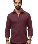 INKAST Men's Regular Fit Button Down Dress Shirts Textured Long Sleeve Casual Hawaiian Shirt