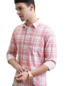 Highlander Men's Slim Fit Checks Shirt | Full Sleeves | Regular Collar | Casual Shirts for Men