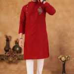 Maroon Cotton Blend Regular Fit Men's Kurta Pyjama Set ( Pack of 1 )