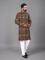 Brown Cotton Blend Men's Regular Kurta ( Pack of 1 ) - Image 4