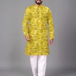 Yellow Cotton Blend Men's Regular Kurta ( Pack of 1 )