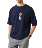 Men's Oversized Casual Stylished Printed Cotton Blended Round Neck T-Shirt