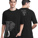 BULLMER Beige Front and Back Printed/Colourblock Baggy/Oversized Tshirt for Men