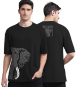 BULLMER Beige Front and Back Printed/Colourblock Baggy/Oversized Tshirt for Men