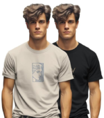 Trendy Printed Cotton Blend Crew Neck/Round Neck Half Sleeve Tshirt for Men- Pack of 2