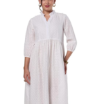 Myx Women's Schiffli Embroidery Ethnic Dress | Fit and Flare | Knee Length (Available in Plus Sizes)