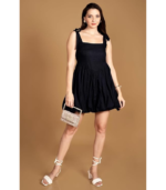 Navy Blue Corset Dresses for Women | Solid Pattern | Square Neck | Sleeveless and Above Knee Length | Flared Cut | Cotton Dress for Women | Casual Wear | Pack of 1 - Image 2