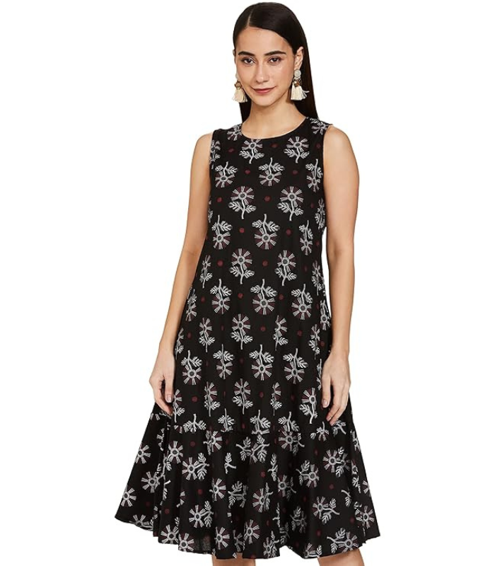 Mans Tshirt (37) Myx Women's Rayon Knee-Length A-Line Dress (Available in Plus Sizes) - Image 1