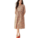 Symbol Women's Rayon Fit and Flare One Piece Midi Length Dress (Available in Plus Sizes)