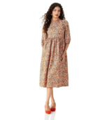 Symbol Women's Rayon Fit and Flare One Piece Midi Length Dress (Available in Plus Sizes)