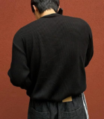 Trillion Men's Textured Fabric Solid Color Basic Half-Open Collar T-Shirt, Fall Long Sleeve Men Shirt | Tshirt for Men - Image 2