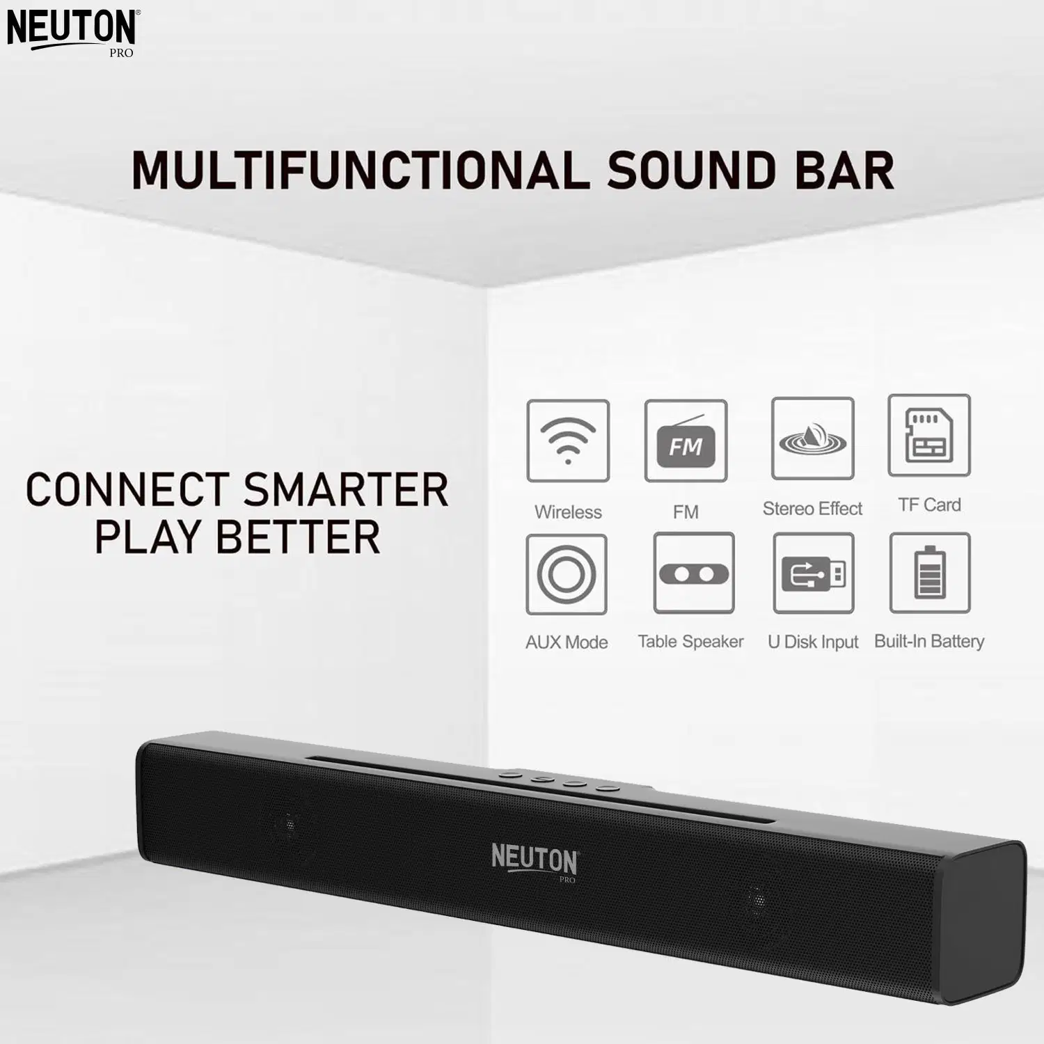 NEUTON-PRO-X-BAR-40-SDL451967825-1-2e335.webp NEUTON PRO X BAR 40 W Bluetooth Speaker Bluetooth v5.0 with USB,SD card Slot,Aux Playback Time 5 hrs Black - Image 1