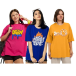Pack Contains: 3 Oversized T-Shirts Neck Type: Round Neck, Sleeve Type: Half Sleeve Fit Type: Oversized Baggy Fit Material: Cotton Blend More comfortable for your classic everyday look.
