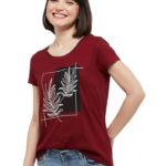 Women's Cotton Regular Fit Printed Round Neck T-Shirt